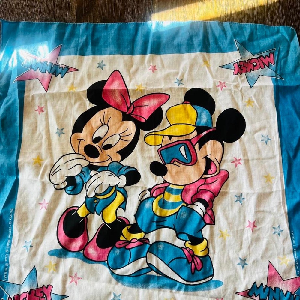 Vintage Disney Mickey and Minnie Mouse cotton scarf Mickey Mouse